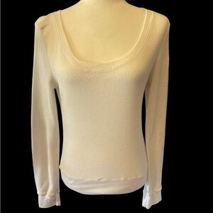 Express waffle long sleeve scoop neck tee shirt top Medium made in USA